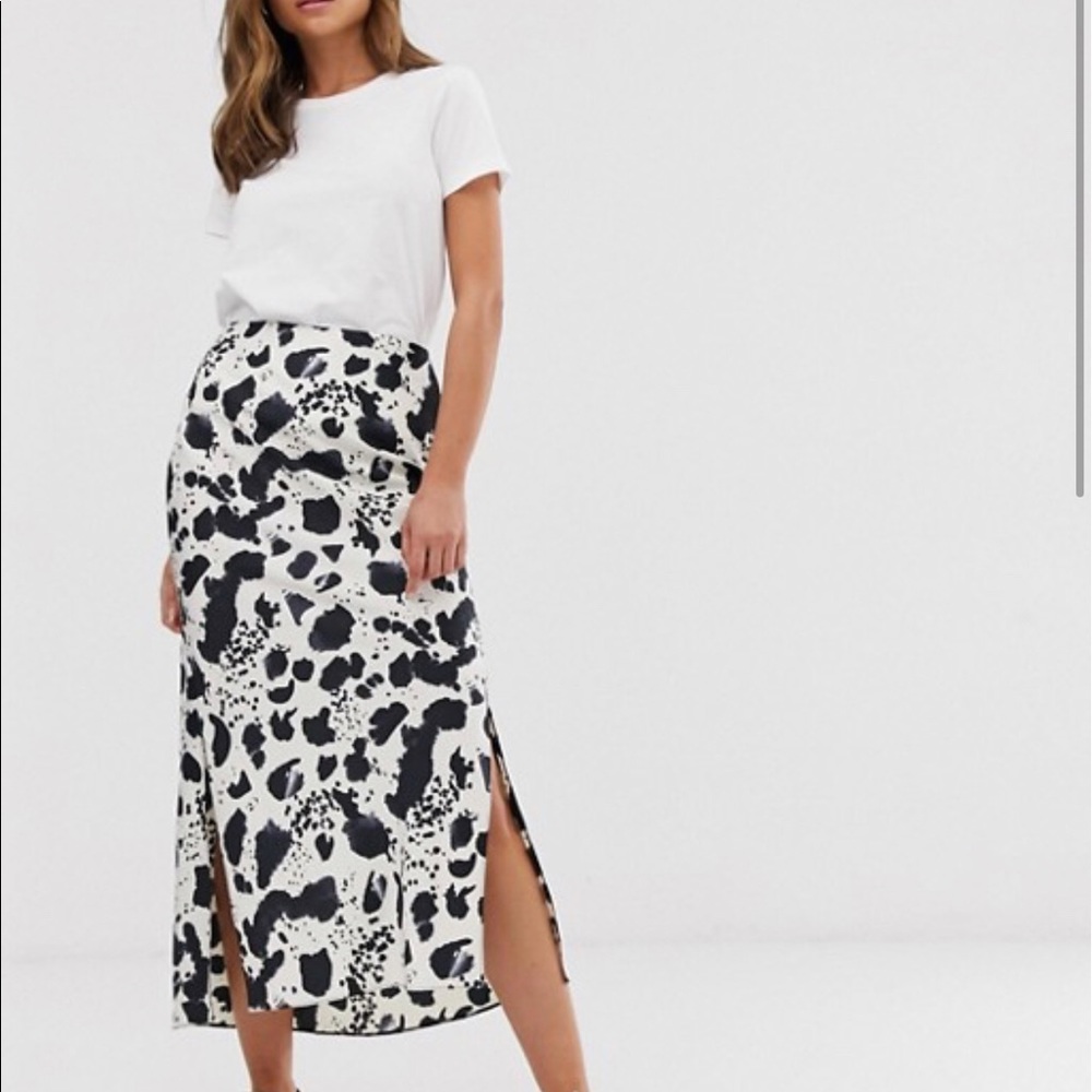 ASOS DESIGN satin midi skirt